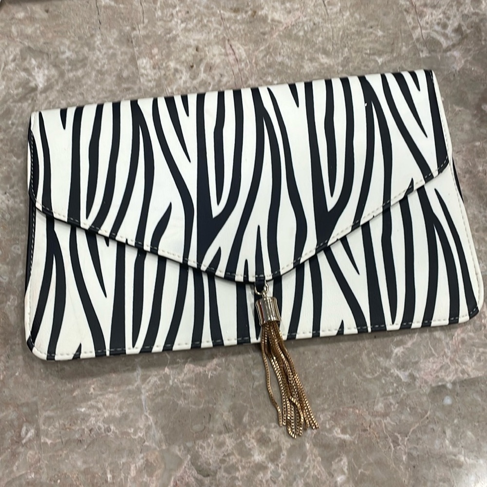 Asos zebra animal print women’s clutch handbag never used